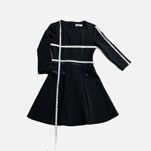 Rinascimento Midi Dress Fit and Flare Black Small Made in Italy Long Sleeve - Picture 9 of 10